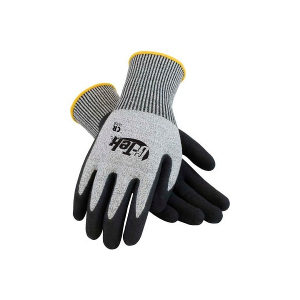 Pip PIP G-Tek CR Nitrile Grip Gloves W/ Salt/Pepper HPPE/Glass Liner, Black Palm, L, 1 DZ 16-350/L - main